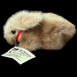 Kathy Bindert Mink Fur Stuffed Bunny Rabbit Bear Mountain Handmade 9” w tag